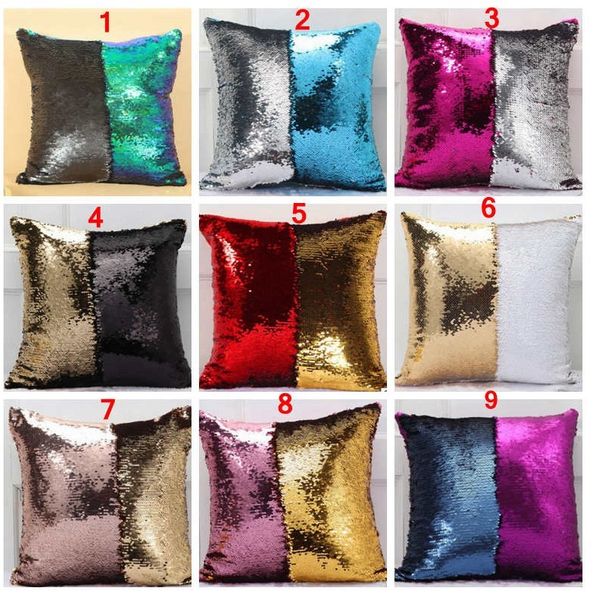 

glamour double square sequin case cushion cover home sofa car decor mermaid christmas pillow covers hha2004