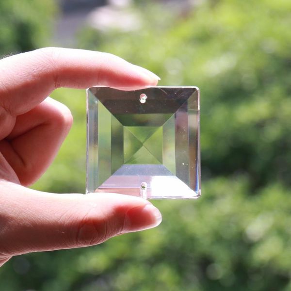

new square suncatcher ab face crystal glass chandelier prism part hanging art glass diy lamp accessories 2 holes 50mm h jllyif