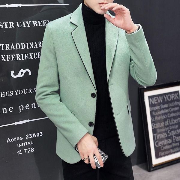 

men's suits & blazers 2021 trend blazer masculino slim fit homme winter korean suit woolen coat autumn mens hombre men stylish, White;black
