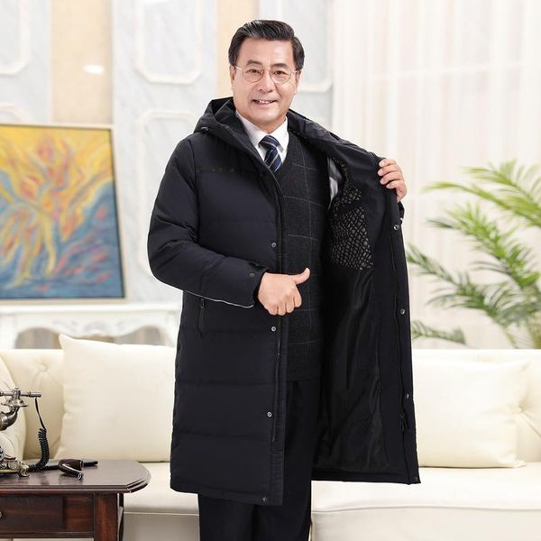 

men's down & parkas jacket winter 2021 male or long old dad warm coats hooded coat, Black