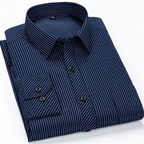 

plus large size 9xl 8xl 7xl mens casual business long sleeved shirt classic plaid striped male social dress oversized shirts 220309, White;black