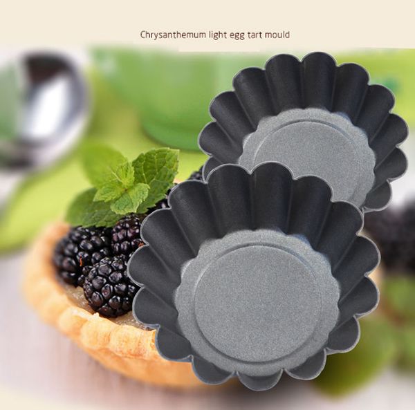 

egg tart mould chrysanthemum cup carbon steel cake cup bowl cake mould pudding portuguese tart diy baking tool 2.5 inches