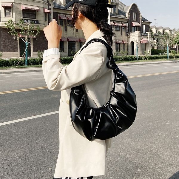 

fashion pu shoulder bags for women soft leather handbags retro solid color underarm bags elegant ladies handbag shoulder bag