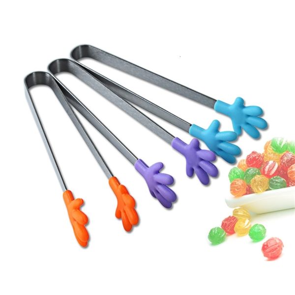 

small palm stainless steel tongs creative silicone clip ice non-slip clip mini food clip silicone square cake barbecue tool