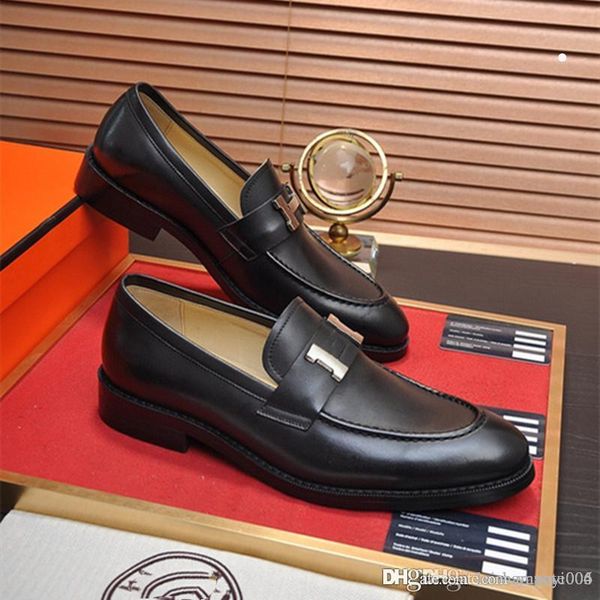 

a5 luxury new orignal box mens luxurious shoes loafers gommino dress gentleman casual britain cowskin slip on wedding drive shoes size38-45, Black
