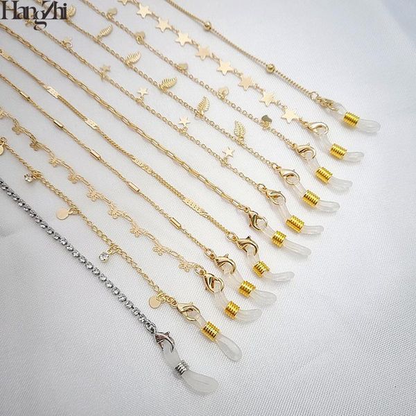 

chains hangzhi 2021 korean simple butterfly star rhinestones gold color alloy mask chain glasses cord anti-lost strap for women, Silver