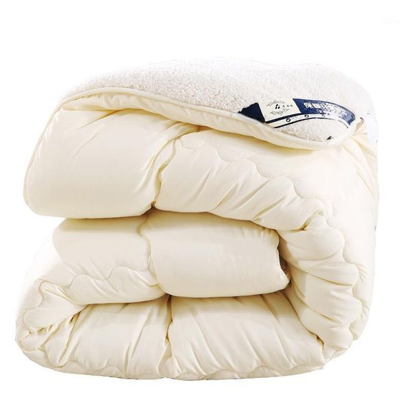 

winter thicken comforter warm duvet fluffy blanket lamb down filling king queen size single double cashmere patchwork quilts1
