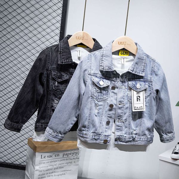 

2020 901 boys' new denim autumn winter korean girls' loose et cardigan, Black