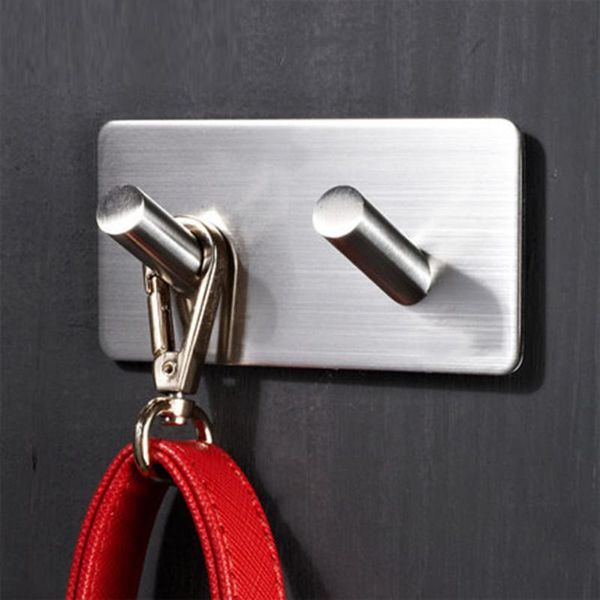 

double adhesive hook cabinadd stainless steel double hook self adhesive wall hanger for bathroom kitchen home storage
