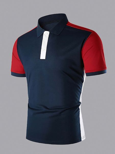 

men contrast sleeve polo shirt z4p9#, White;black