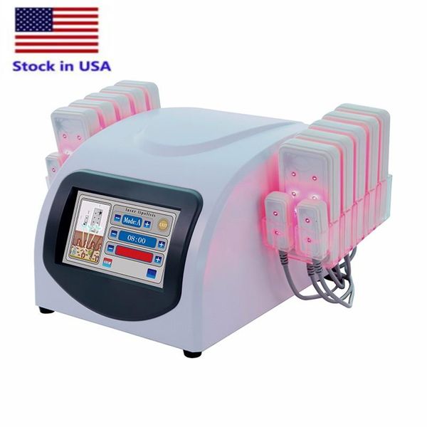 Stock negli USA 5mw Lipo Laser Lipolisi Macchina dimagrante Perdita di peso LLLT 10 largepads 4 smallpad 104 Diode 635nm 650nm Cellulite Beauty Equipment