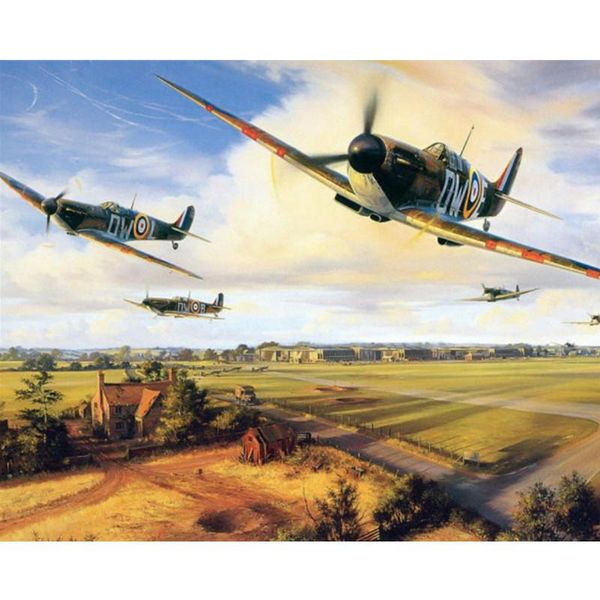 

paintings painting by numbers diy drop 40x50 50x65cm a plane in the field landscape canvas wedding decoration art picture gift