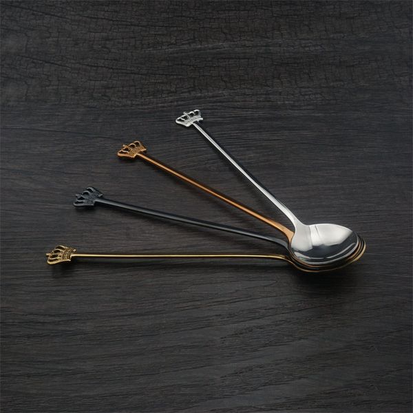 

stainless steel stirring spoon crown long handle spoons originality eco friendly smooth tableware with superior quality 3 8qx j1