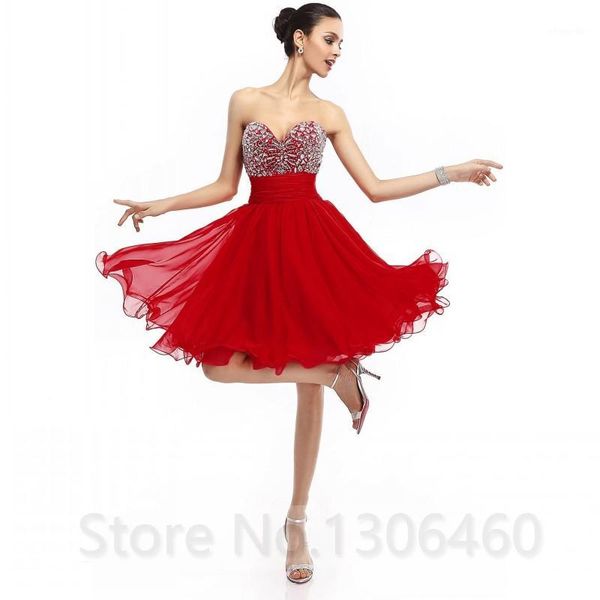 

chiffon prom dresses 2019 short prom party gowns sweetheart beadings red a line vestido de fiesta largos1, White;black