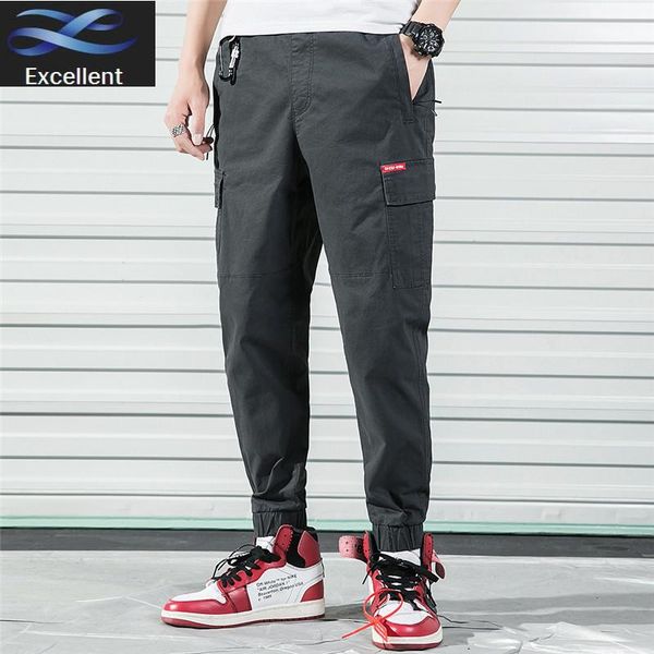 

spring mens casual 2021 new pocket narrow foot national tide large code leisure daily fashion pants, Black