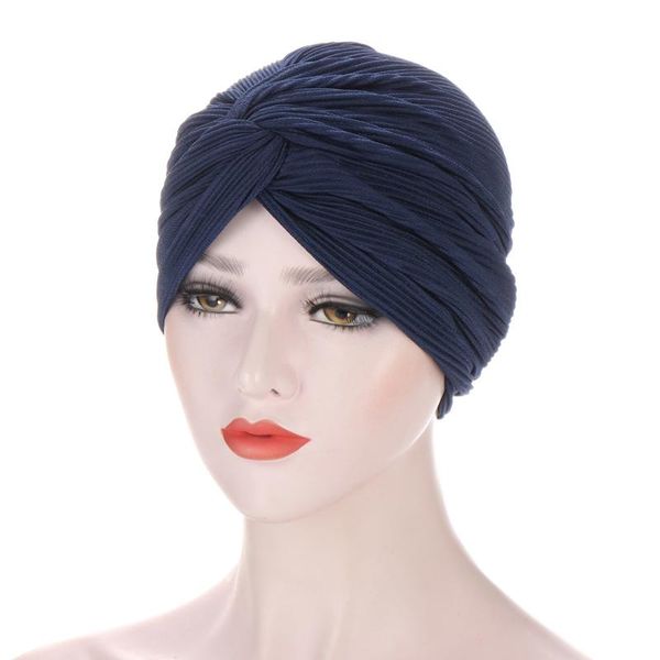 

new fashion women ladies turban knot hat solid color pre tied knot headwrap bonnet sleep hat beanies black gray red, Blue;gray