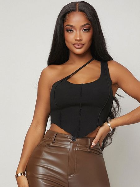 

sxy asymmetric hem one shoulder 95dg#, White