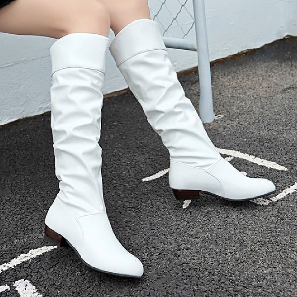 

2020 winter boots women knee high long boots women leather fashion shoes female comfortable slip on shoes ladies botas de mujer lj201130, Black