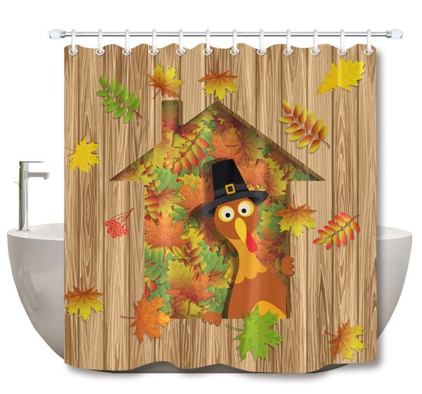 

lb turkey and autumn leaves rustic wood shower curtains bathroom curtain happy thanksgiving waterproof fabric for bathtub decor