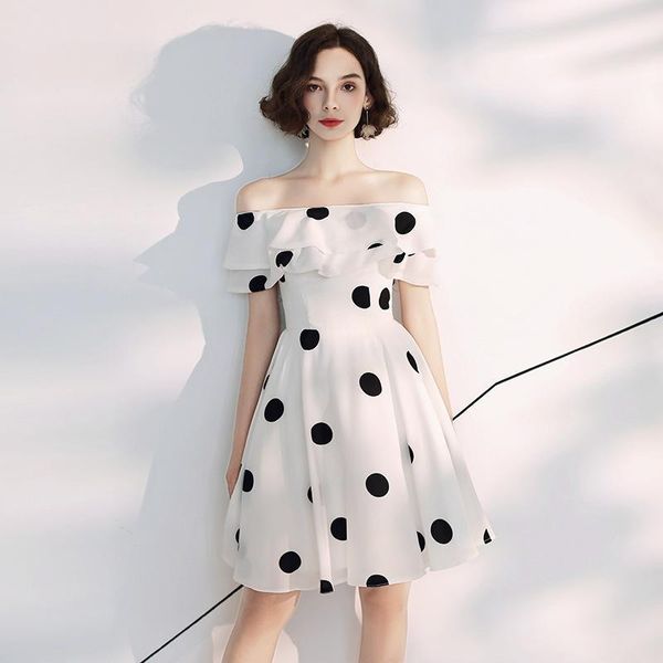 

french evening dress female new wave point small dress women usually wear evening gowns for women party1, White;black