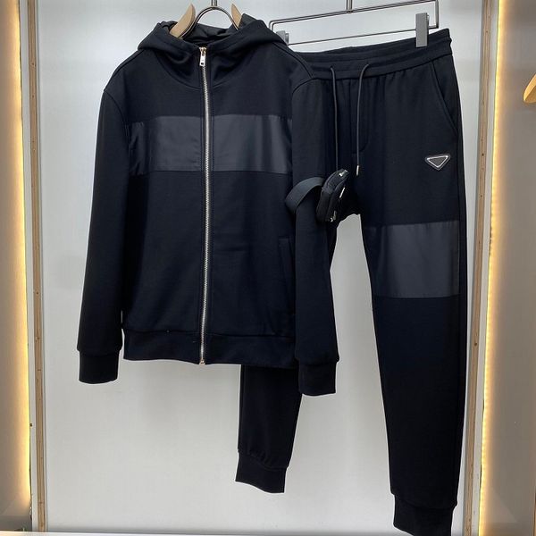 

men tracksuits triangle letter printed clothing sets mens fashion jackets + pants suits two pieces set mens comfortable suits, Gray