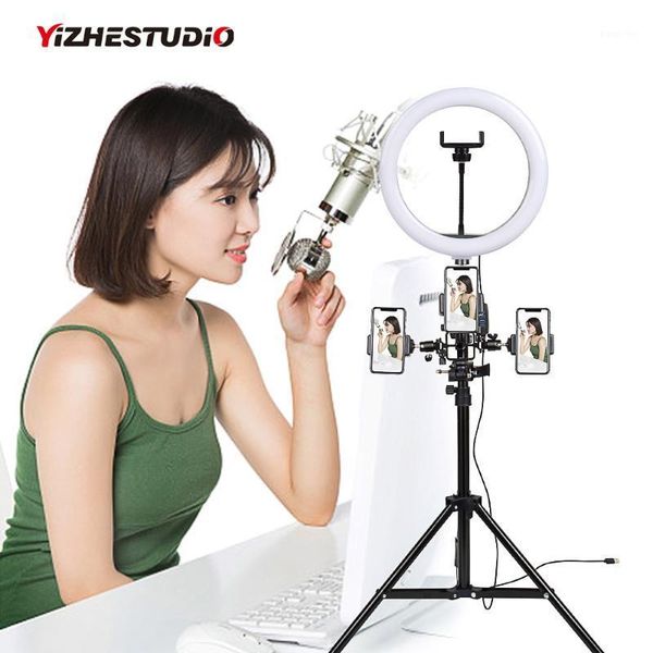 

yizhestudio muti-funcation 10in 26cm led selfie ring light pgraphy video live makeup lamp with camera phone holder1