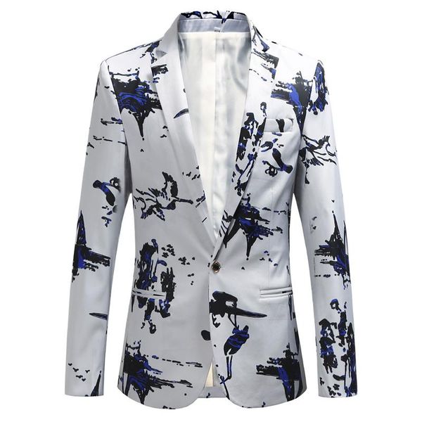 

autumn men's fashion print party fashion wedding suit jacket / male slim fit flower large size 6xl blazer coat, White;black