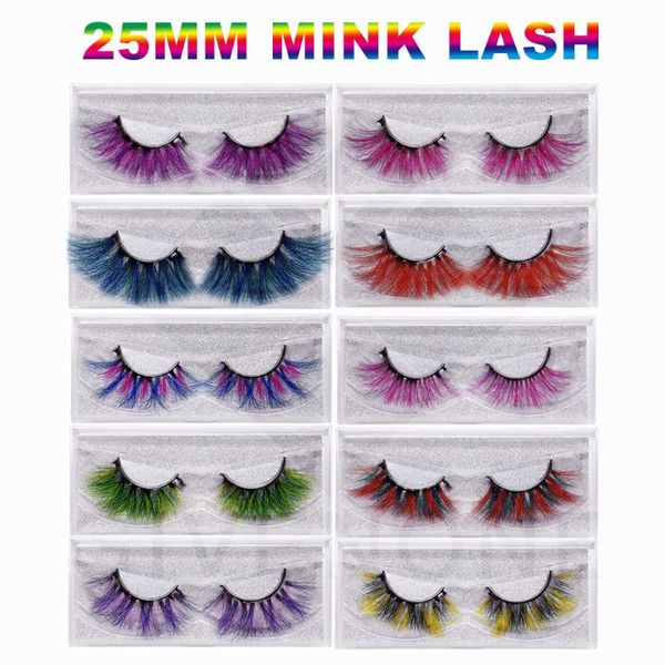 

false eyelashes 8d 25mm mink lashes colorful dramatic thick and fluffy for halloween party cosplay eyelash extension