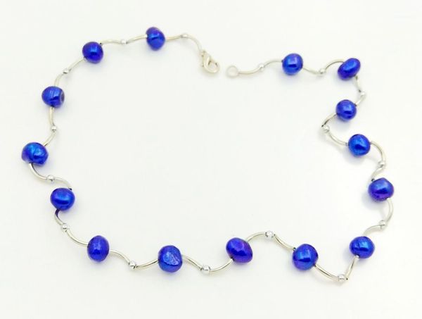 

beauty silver color syphon choker 8mm-9mm baroque real pearl necklace 16.5inches choose color1, Golden;silver