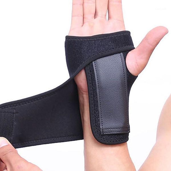 

wrist support removable adjustable wristband steel brace arthritis sprain carpal tunnel splint wrap protector1, Black;red