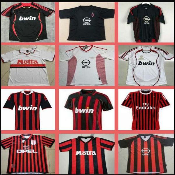 

retro shirts home 96 97 gullit soccer jersey 02 03 04 maldini van basten football ronaldo kaka inzaghi ac 06 07 09 shevchenko, Black;yellow