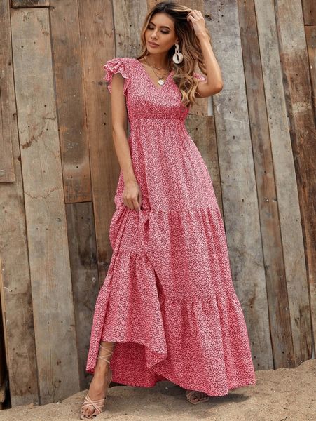 

ditsy floral ruffle hem dress p8pl#, Black;gray