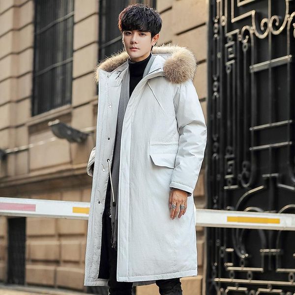

winter 2020 white duck down more long men down jacket to keep warm in the han edition popular logo a undertakes to men, Black