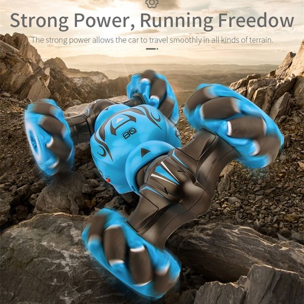 

remote control off-road gesture sensing 4wd double sided flip rc stunt car light music drift dancing side driving rc cars toy 201212