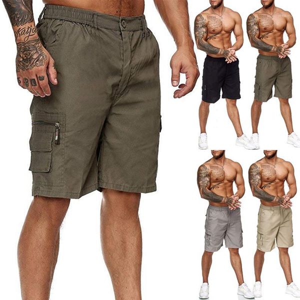 

2020 new summer fashion men's cargo shorts multi-pocket shorts sport casual male loose fit cotton summer outdoor1, White;black