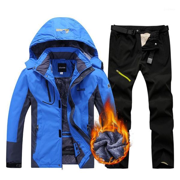 

skiing jackets 2021 ski suit men waterproof snowboard jacket pants set outdoor winter windproof snow coat fleece +pants1