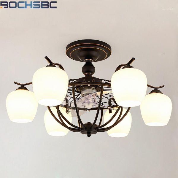 

bochsbc nordic led anion ceiling fan lights e27 black light fixture remote home deco living dining room bedroom hanging lamps1