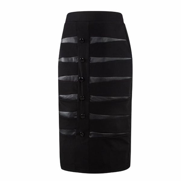 

2021 fashion brand female party skirt sheath plus size pencil skirts 5xl oversized natural waist button solid color women, Black