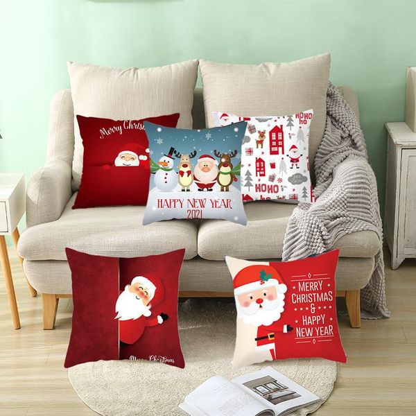 

рождественская подушка крышка xmas наволочка рождественские украшения для дома навидадские декорки лось и снежинка с новым годом 2020 2021 j