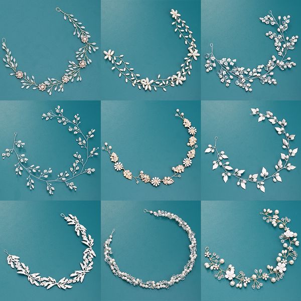 

2020 pearl crystal hair vine wedding headband tiara bridal headpiece women hair jewelry wedding hair accessories wholesale, Golden;silver
