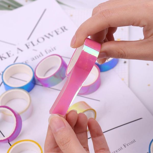 

2016 ленты wasi diy rainbow лазерная маскировка ленты декоративные клейкие ленты скрапбукинг наклейки размером 15 мм5м ч