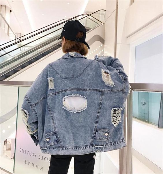 

new individualized jean jacket coats spring and autumn fashion casual jean jacket coats water-washed wool edge loose harbor s-xl, Black;brown
