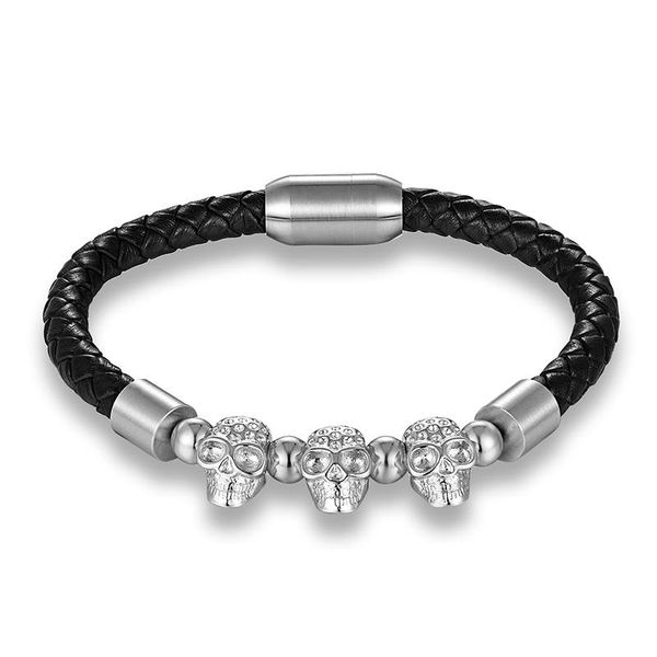 

livvy высокое качество мода shantou из нержавеющей стали черный мужской кожаный браслет панк ювелирные изделия браслет ювелирные изделия as6