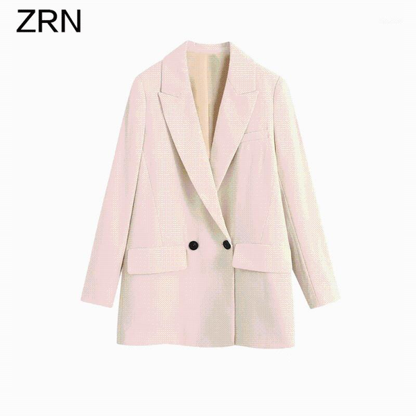 

zrn women 2021 fashion classic notched collar long sleeve office ladies wear blazer female causal loose chic outwear suit 1, White;black
