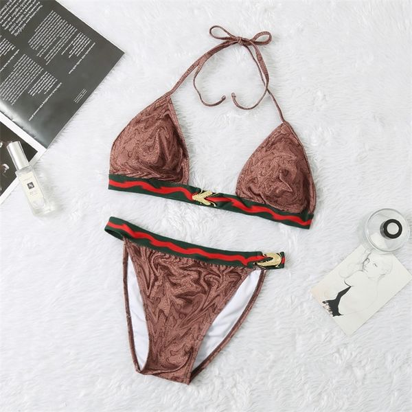 

2022 factory wholesale new split style swimsuit letter tie neck triangle bikini 7jq9, White;black