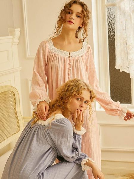 

spring autumn 100% cotton women's sleepwear pink princess girls long nightgowns loose nightwear1, Black;red