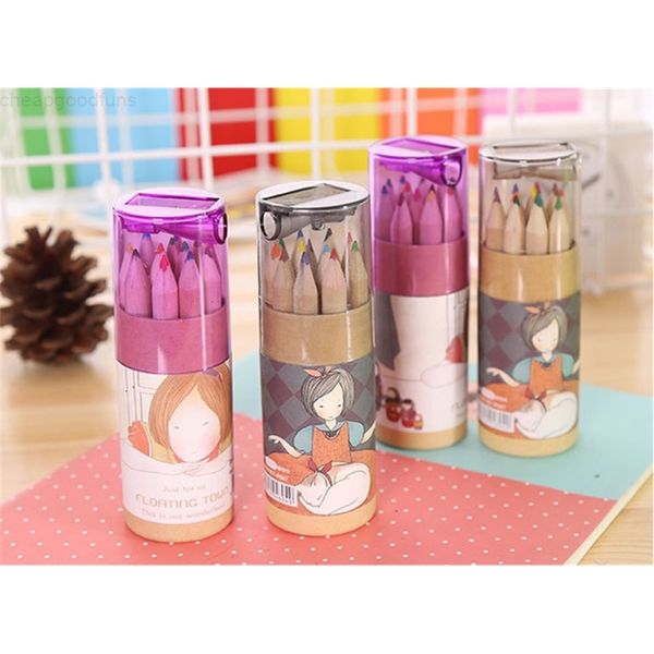 

lead color pencil wood colour pencils sets of 12 kids colored drawing children dhl free, Black;red