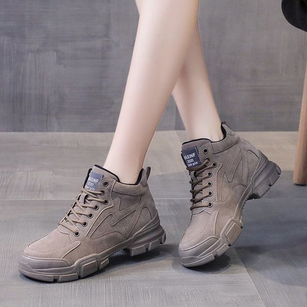 

lucyever women of vintage suede combat autumn 2020 flat heels lace up to casual shoes dwaterproof woman water ankle boots jck6, Black