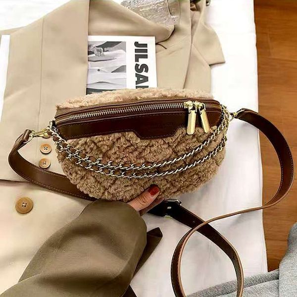 

designer women plush waist bag ladies belt bags fashion travel ins crossbody chest packs autumn winter fanny pack