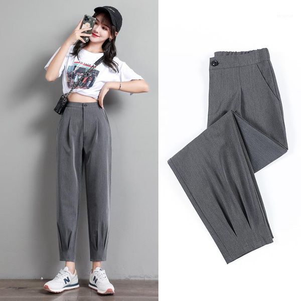 

l beam leg suit pants women's autumn large size slimming harlan baggy pants loose drape ins fashion straight drainpip1, Black;white